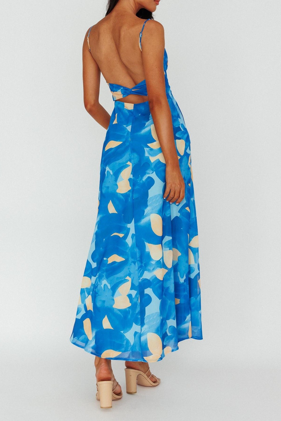Kyla Shirred Bust Maxi Dress Blue