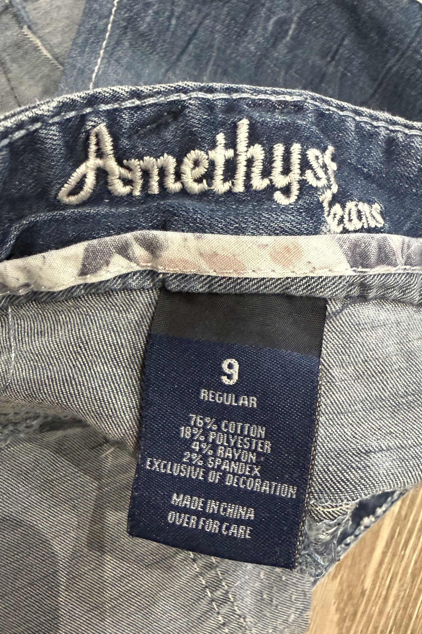 Vintage Amethyst denim mini skirt embroidered