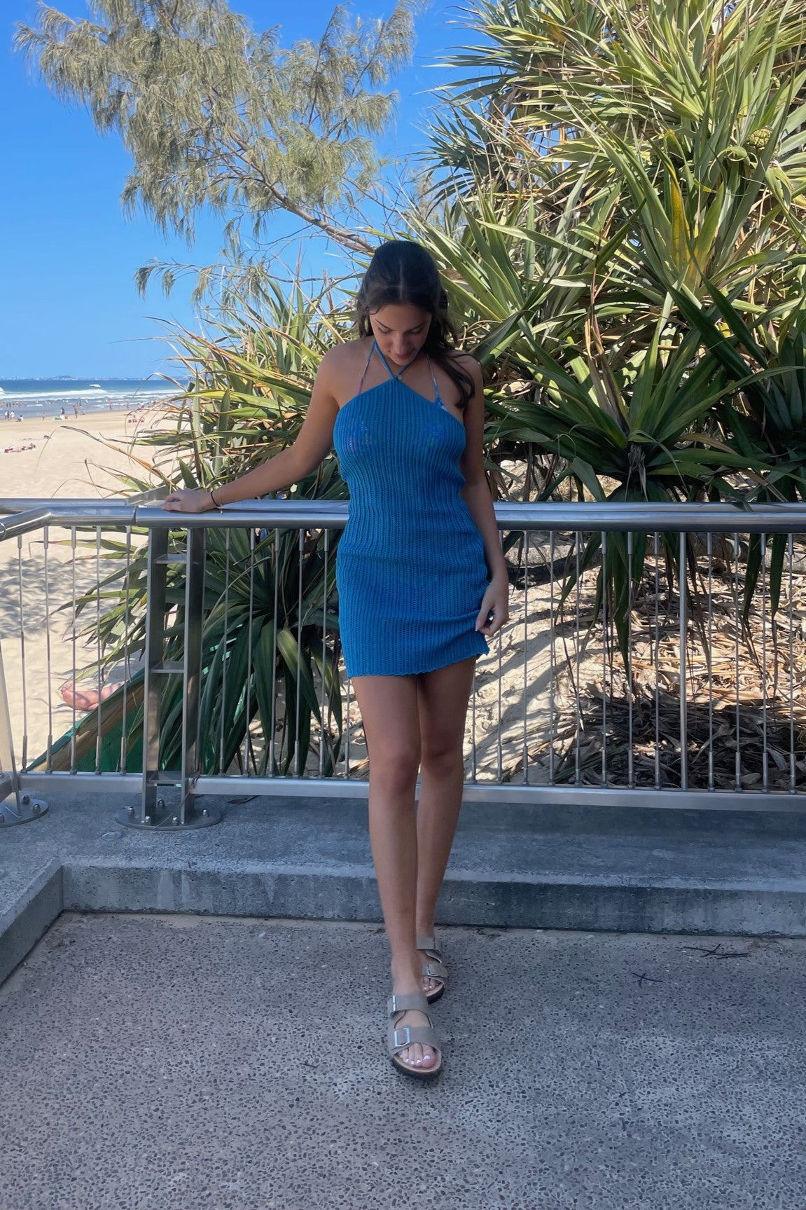 Emani Crochet Mini Dress Blue