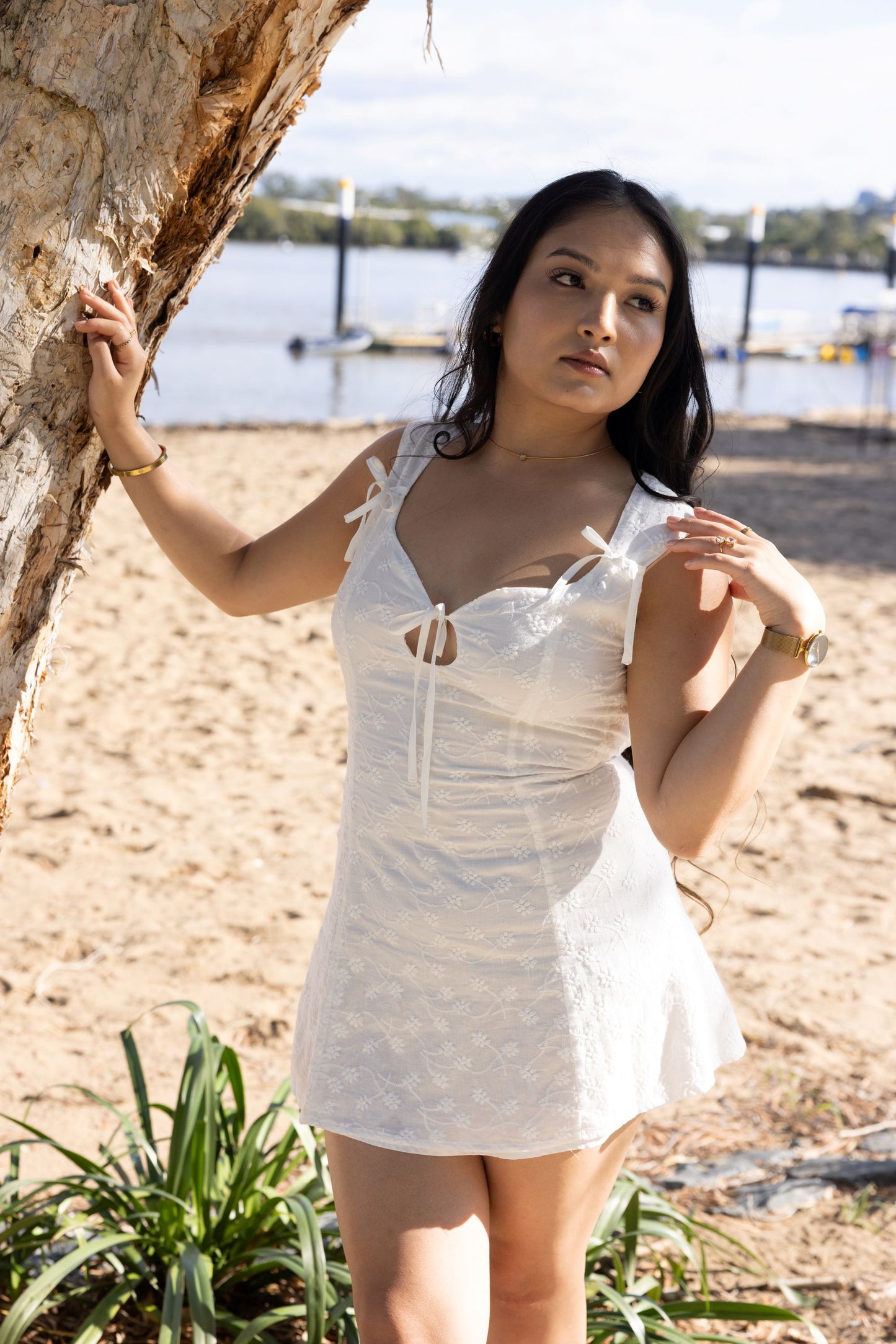 Valarie Mini Dress Broderie Anglaise White