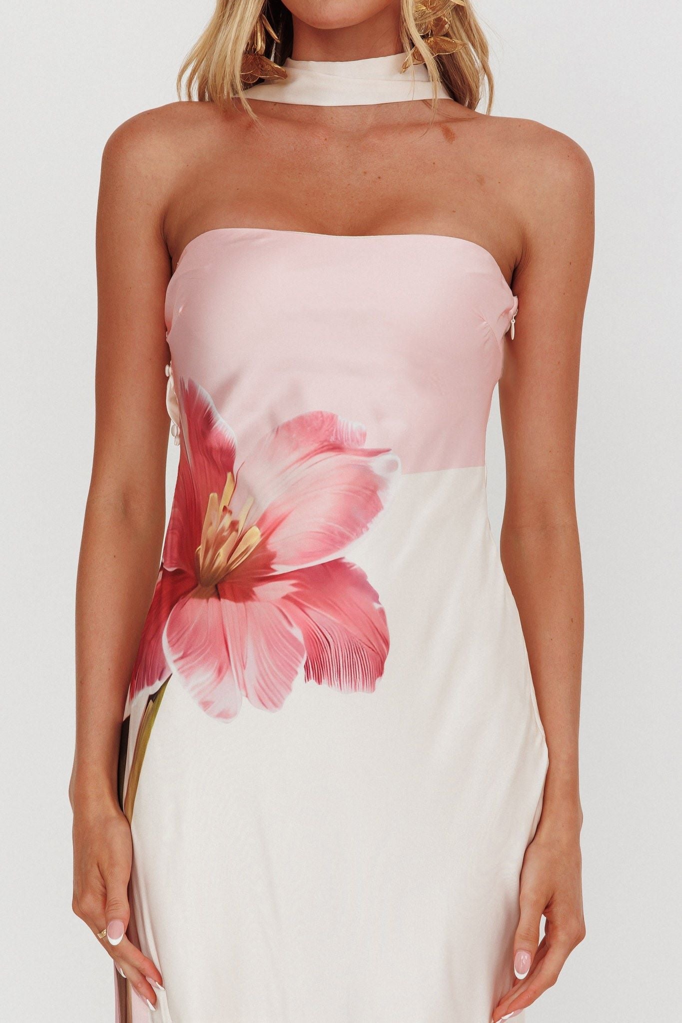 Hibiscus Strapless Maxi Dress