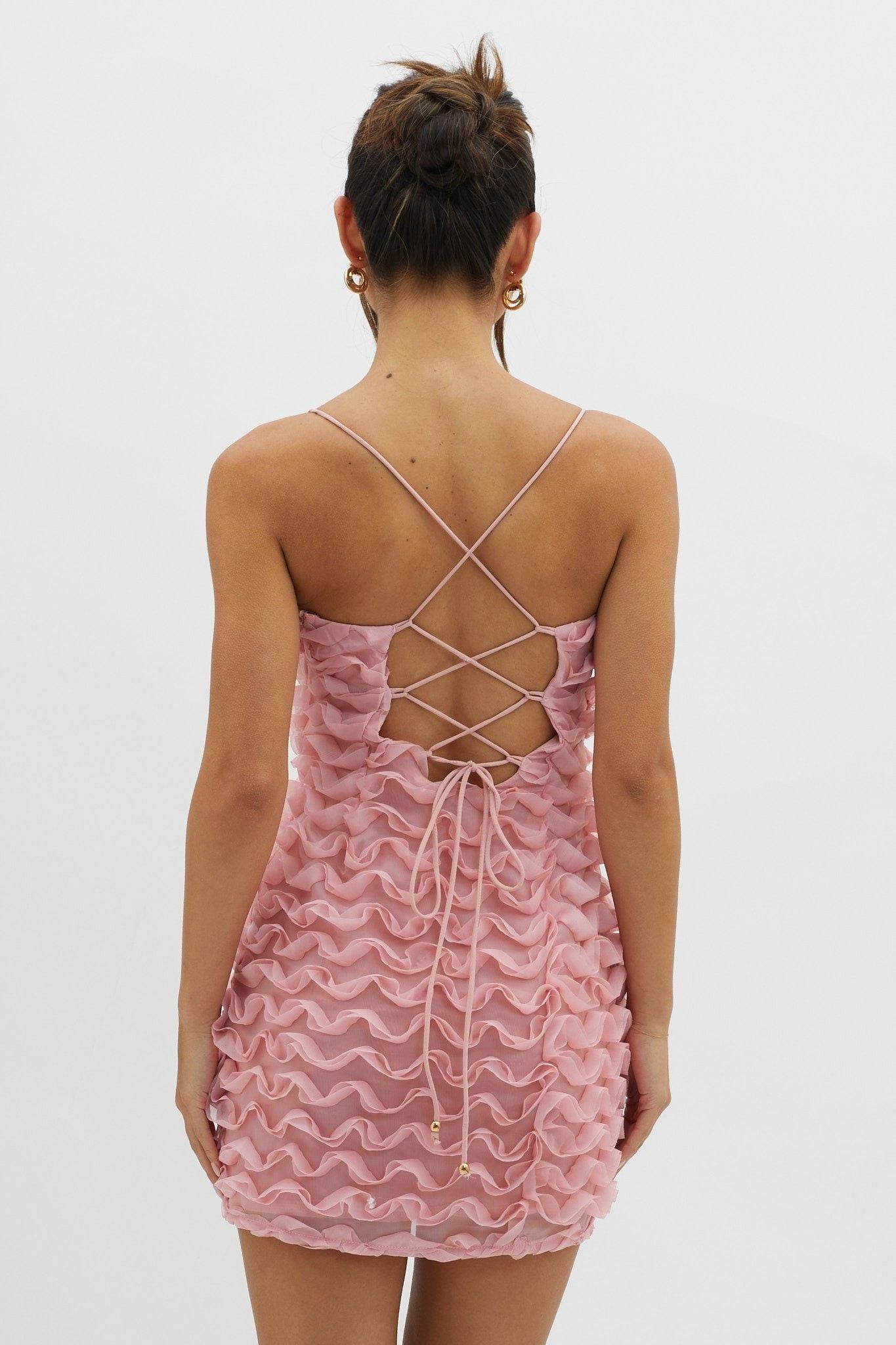 Karla Mini Dress Ruffle Pink