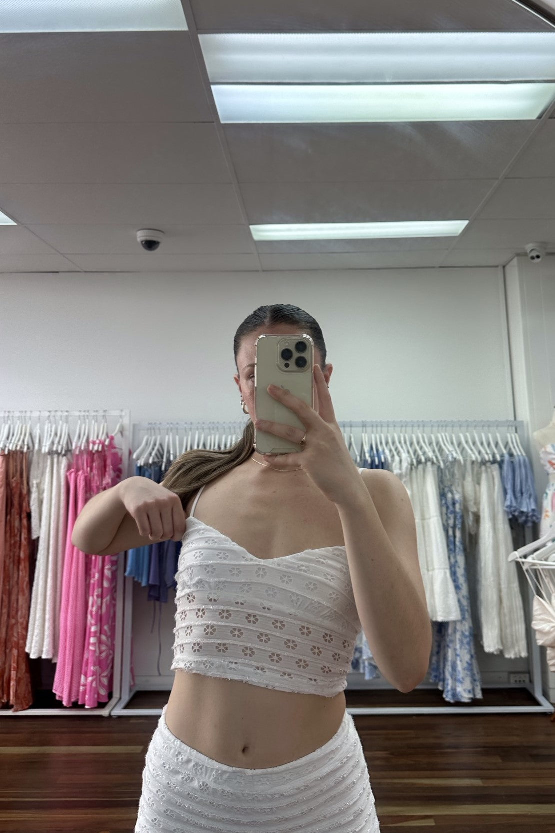 Kennedy Flower Sparkle Crop Top White