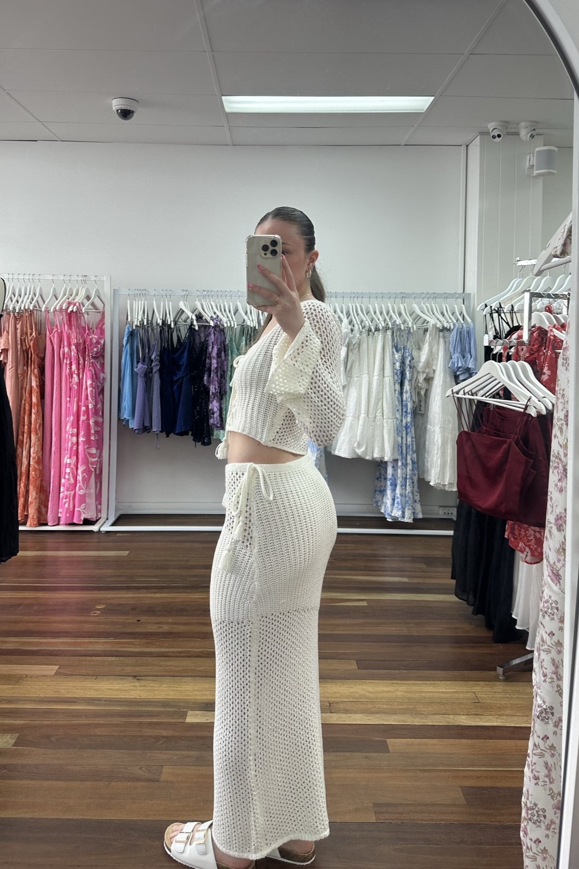 Kiara Midi Skirt Crochet Cream