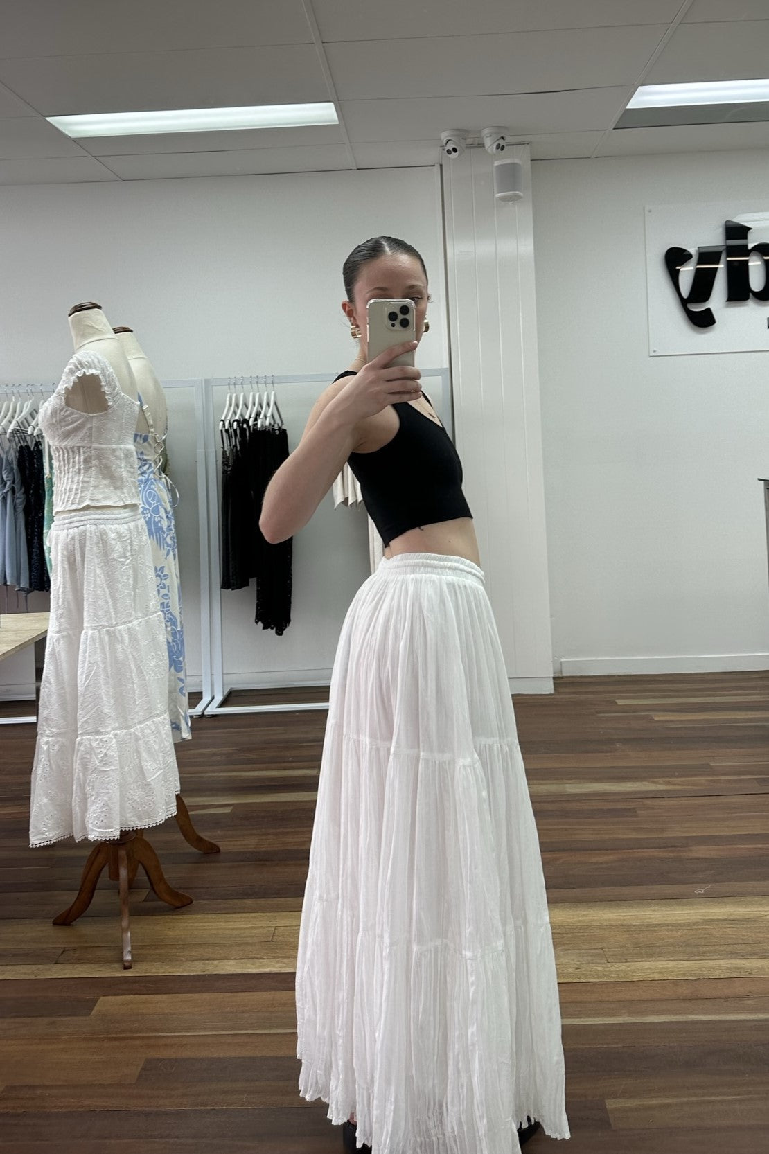 Kerra Crinkle Maxi Skirt White