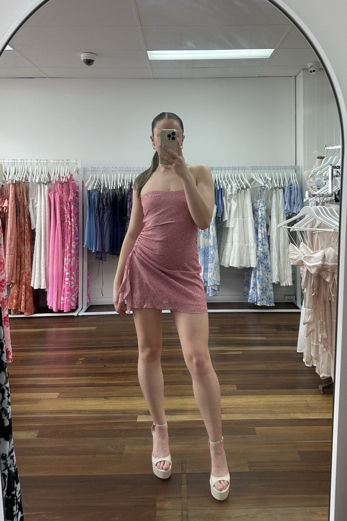 Lana Rose Strapless Dress Ruched Pink