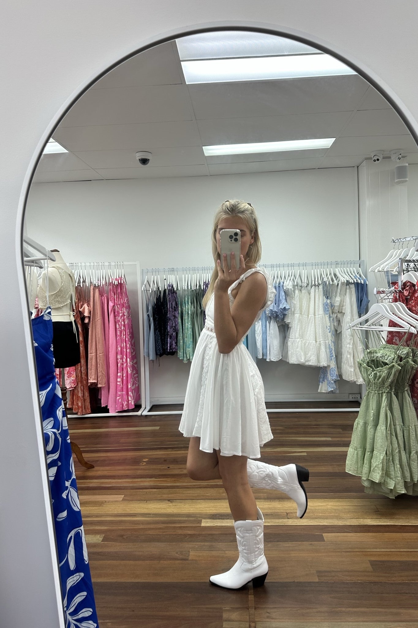 Laurel Ruffle Straps Mini Dress Lace White