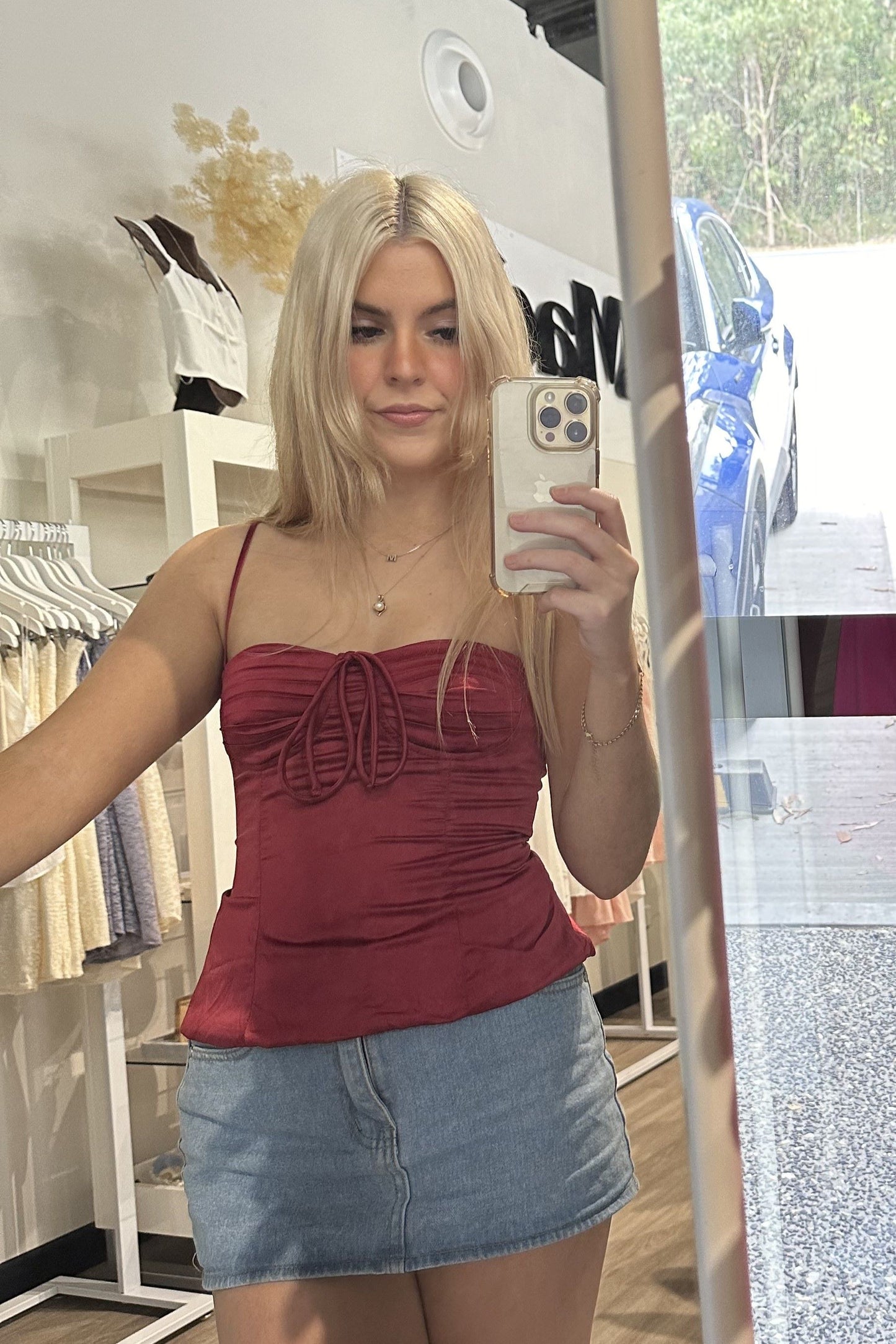 Lydia Corset Style Top Red