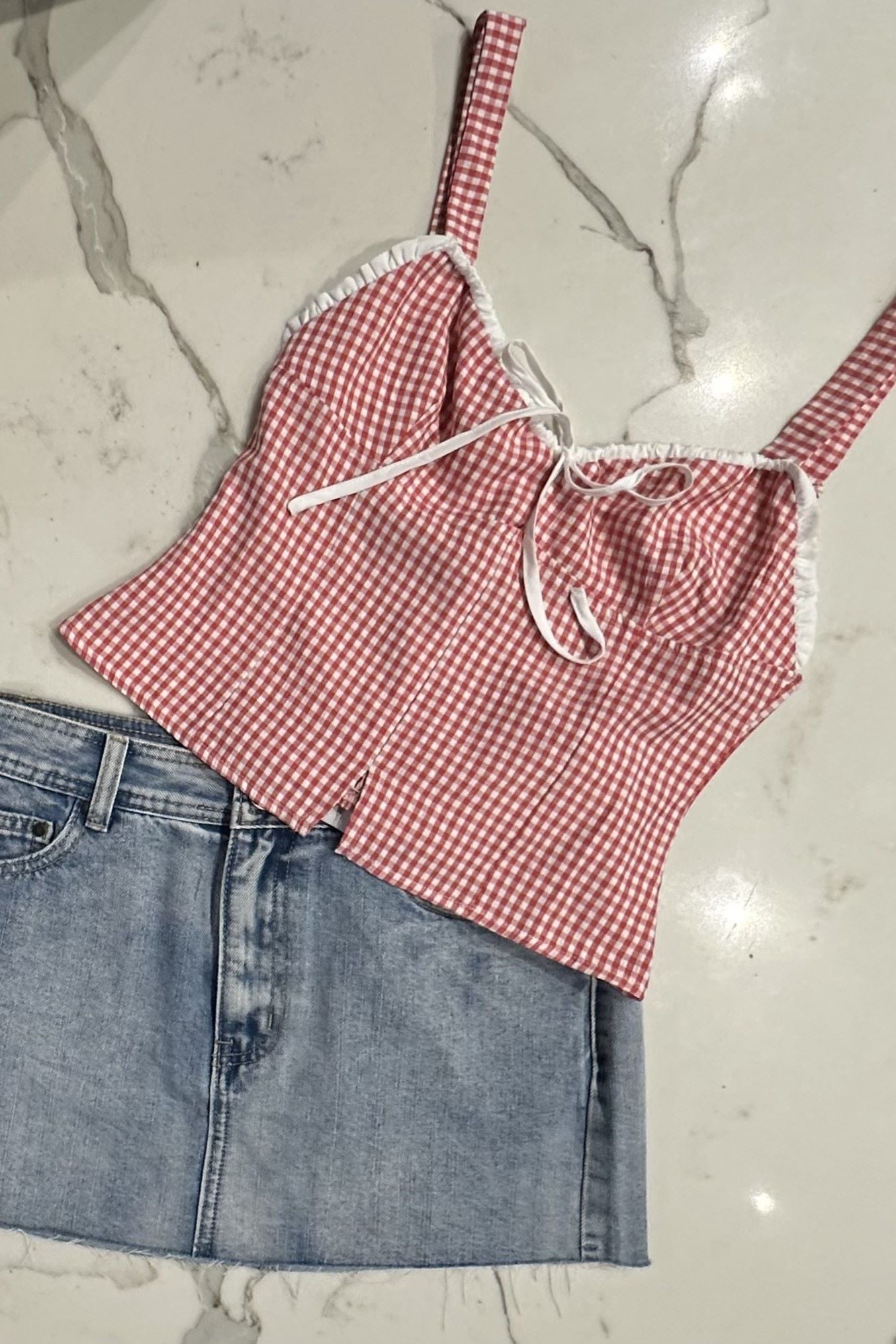 Manhi Gingham Top Red