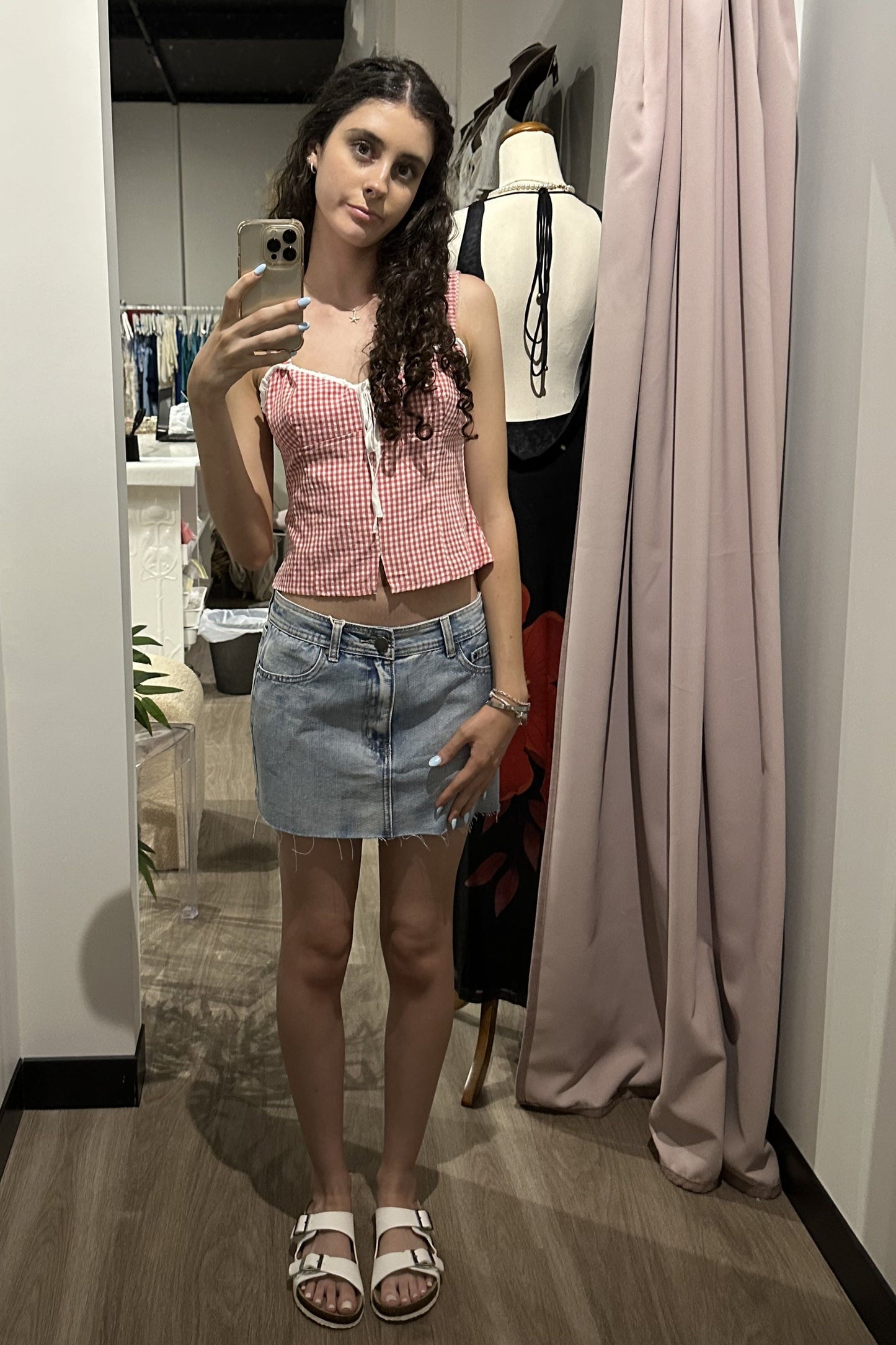 Manhi Gingham Top Red