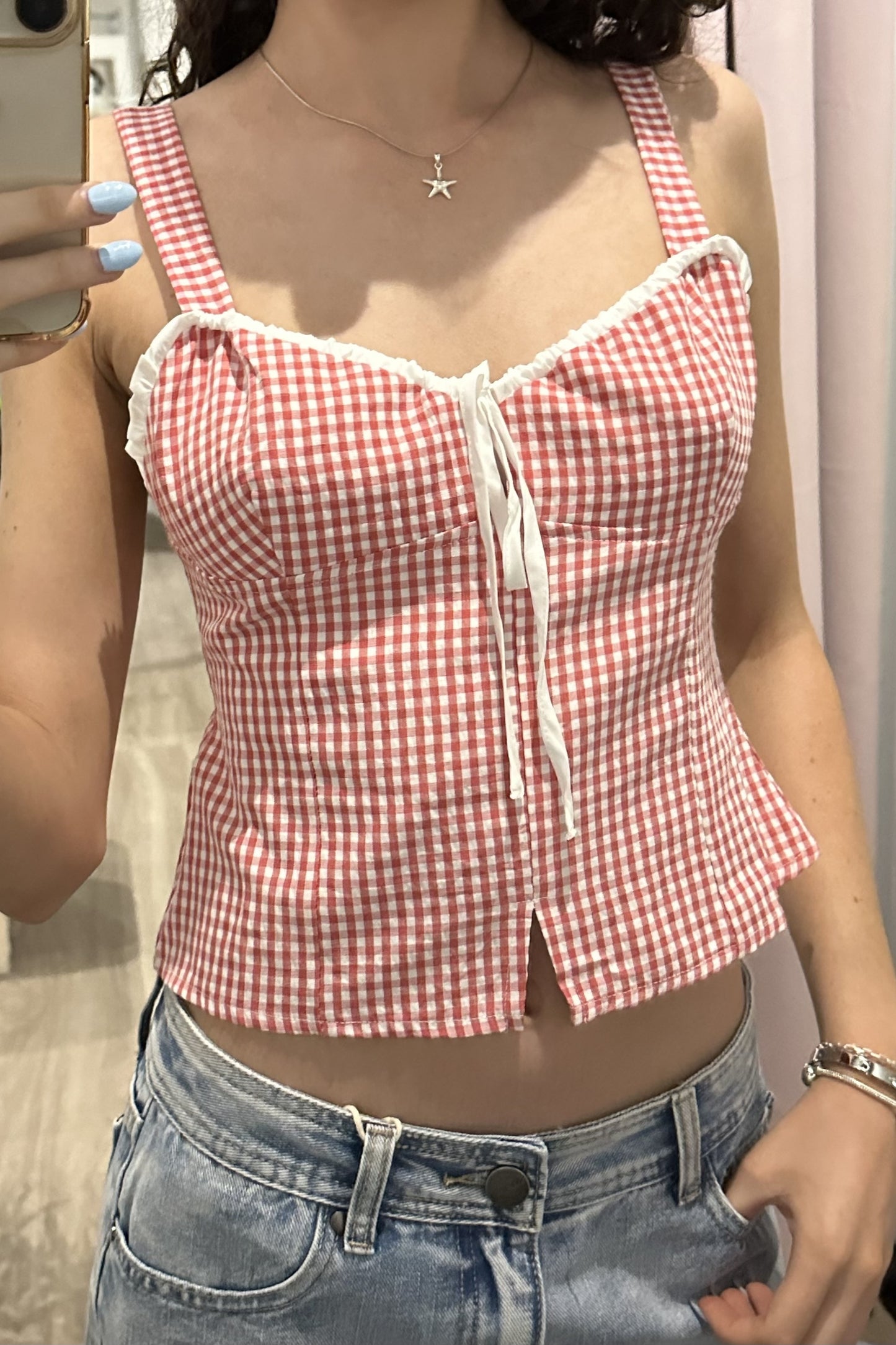 Manhi Gingham Top Red