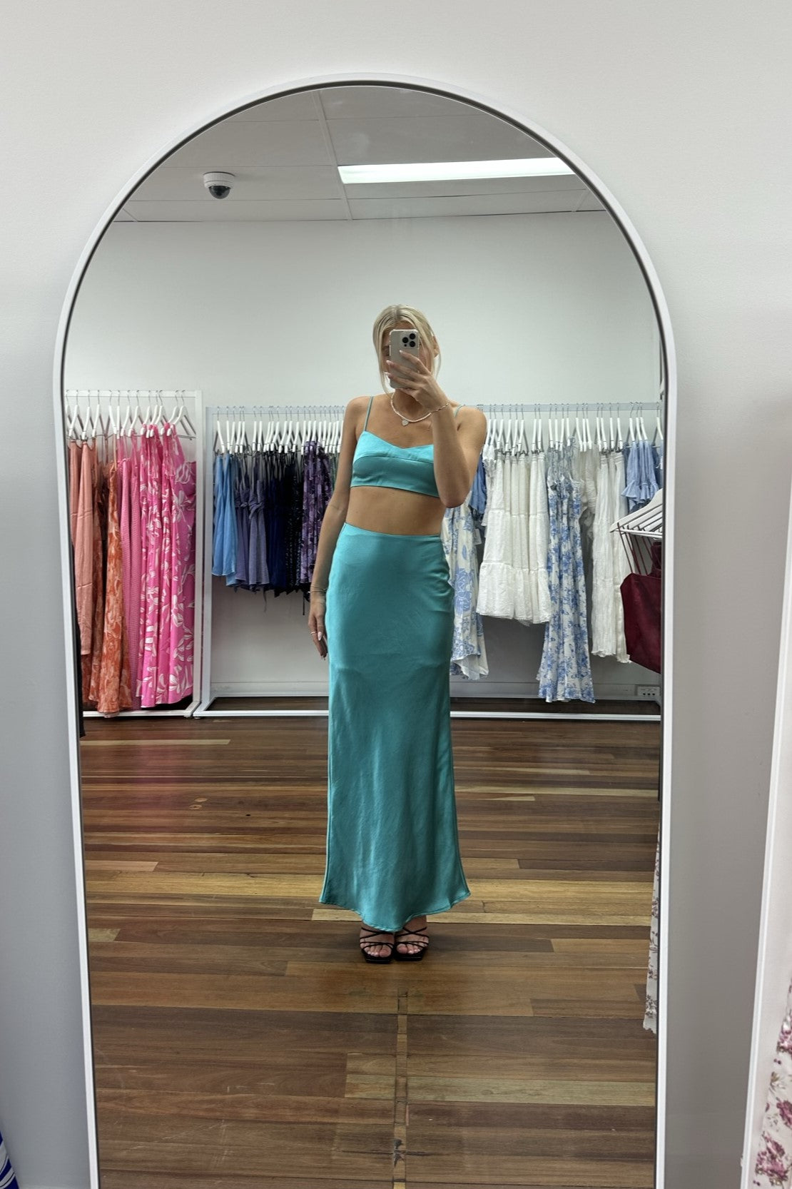 Melani Maxi Skirt Satin Teal
