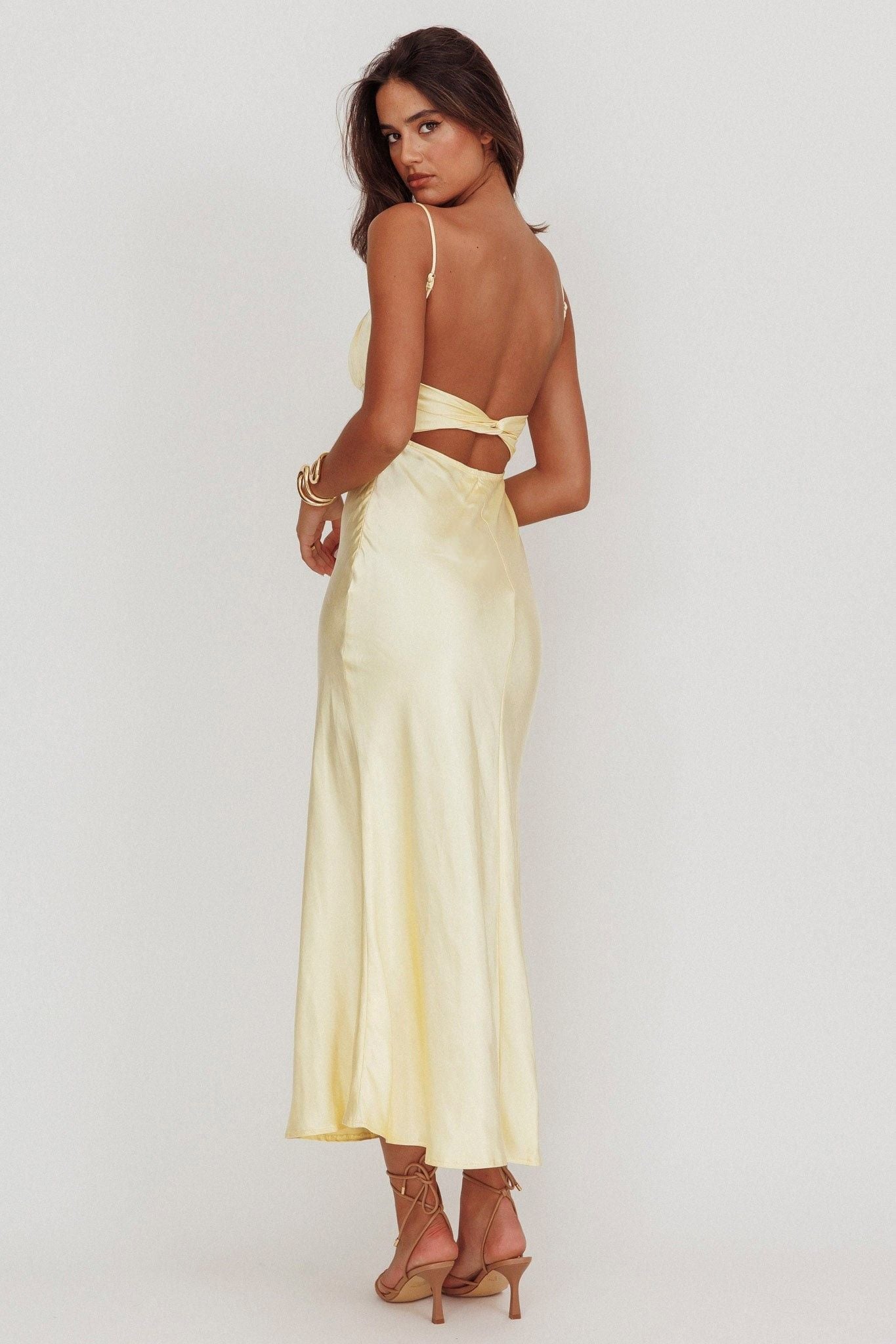 Penelope Shirred Bust Maxi Dress Lemon