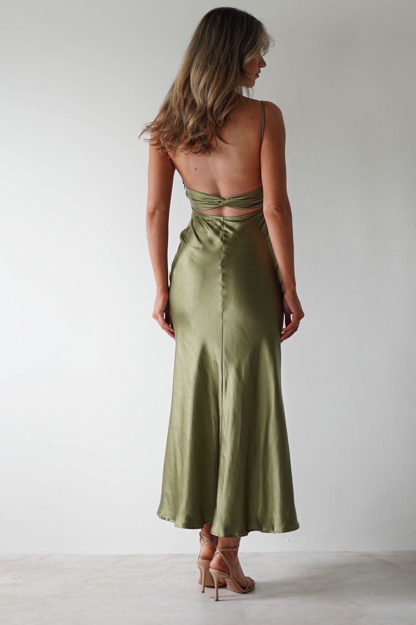 Penelope Shirred Bust Maxi Dress Olive