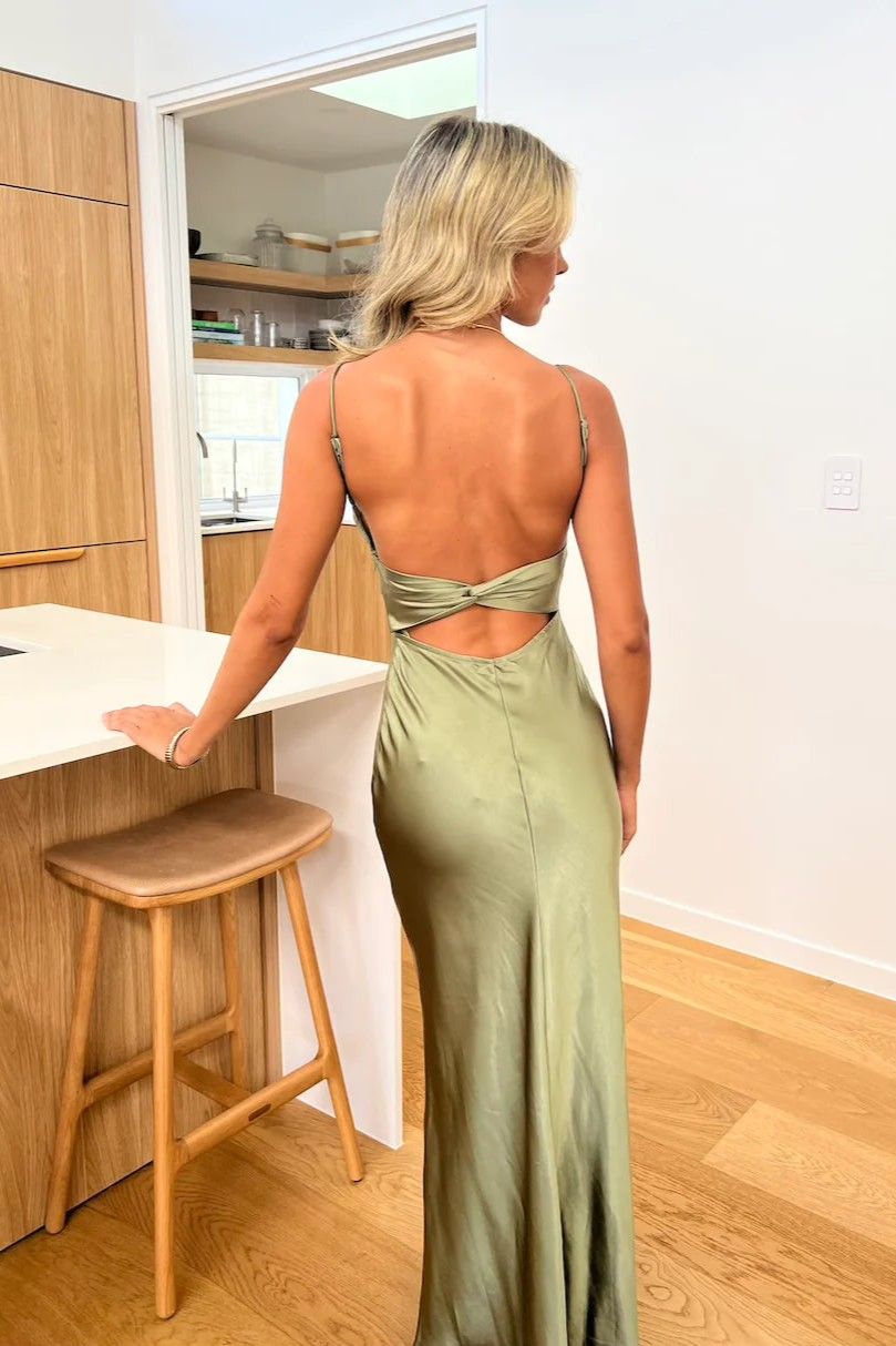 Penelope Shirred Bust Maxi Dress Olive