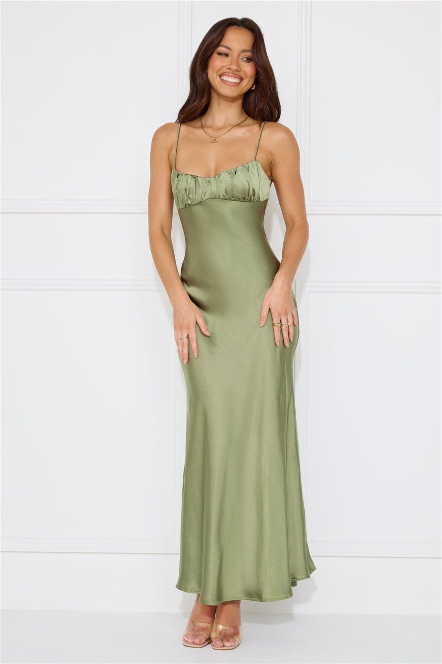 Penelope Shirred Bust Maxi Dress Olive