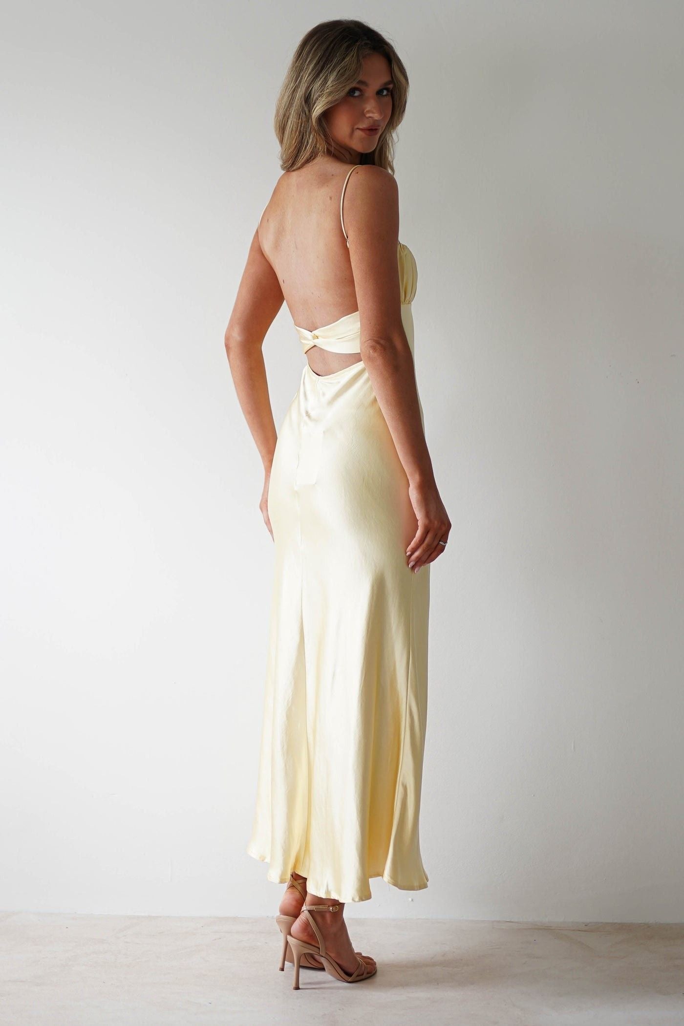 Penelope Shirred Bust Maxi Dress Lemon