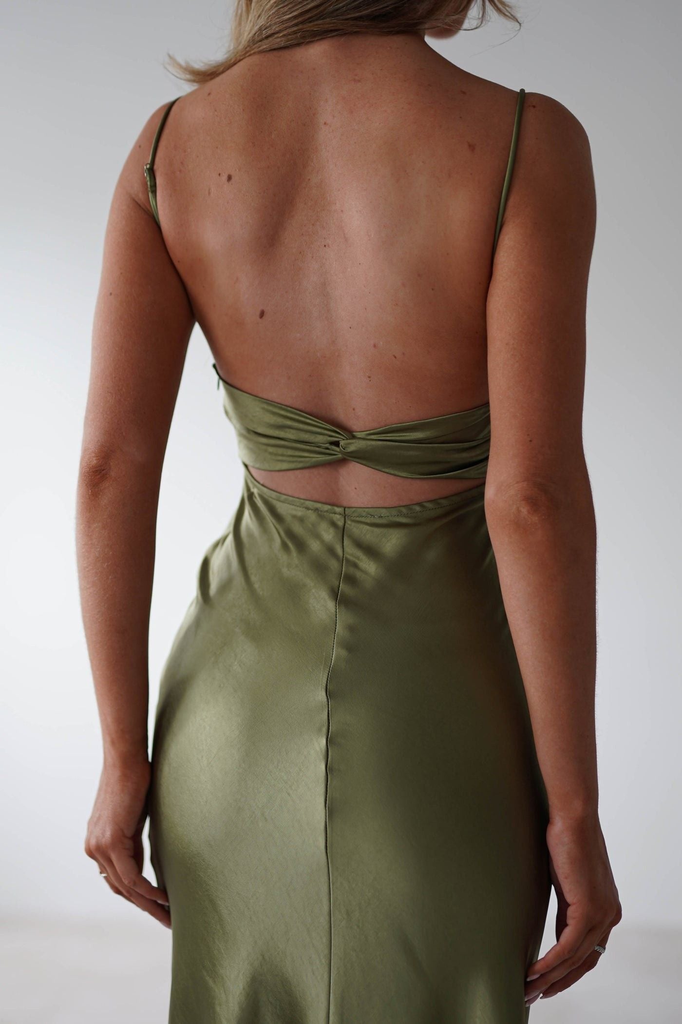 Penelope Shirred Bust Maxi Dress Olive
