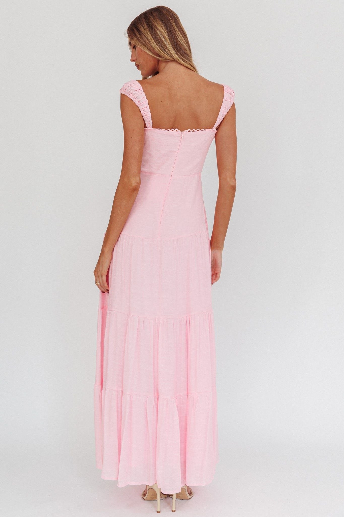 Selina Lace Up Bodice Maxi Dress Pink