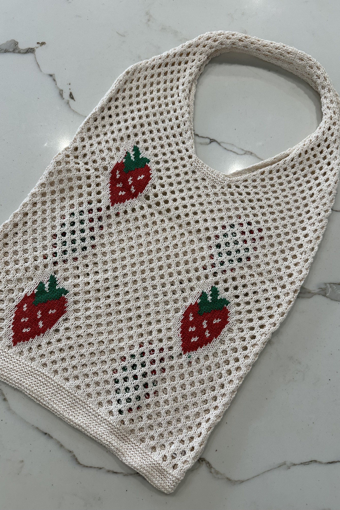 Strawberry Crochet Tote Bag