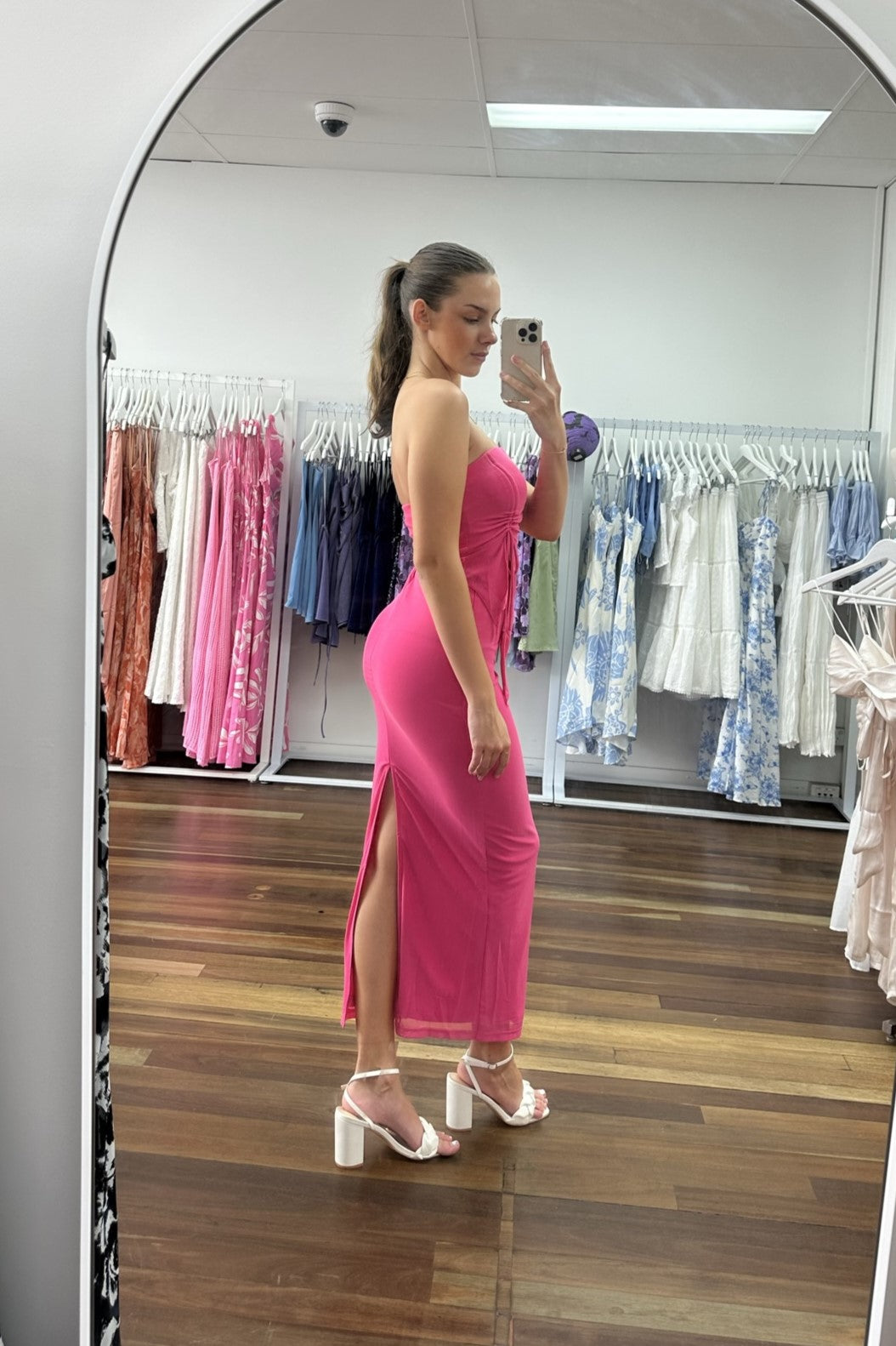 Tori Mesh Skirt Hot Pink