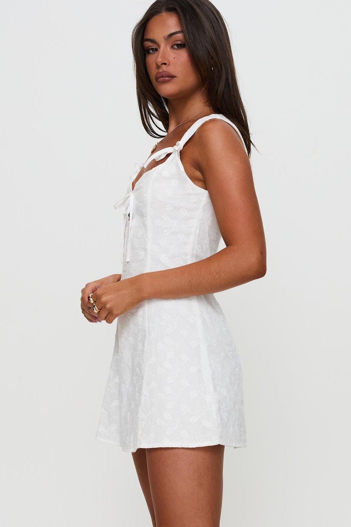 Valarie Mini Dress Broderie Anglaise White