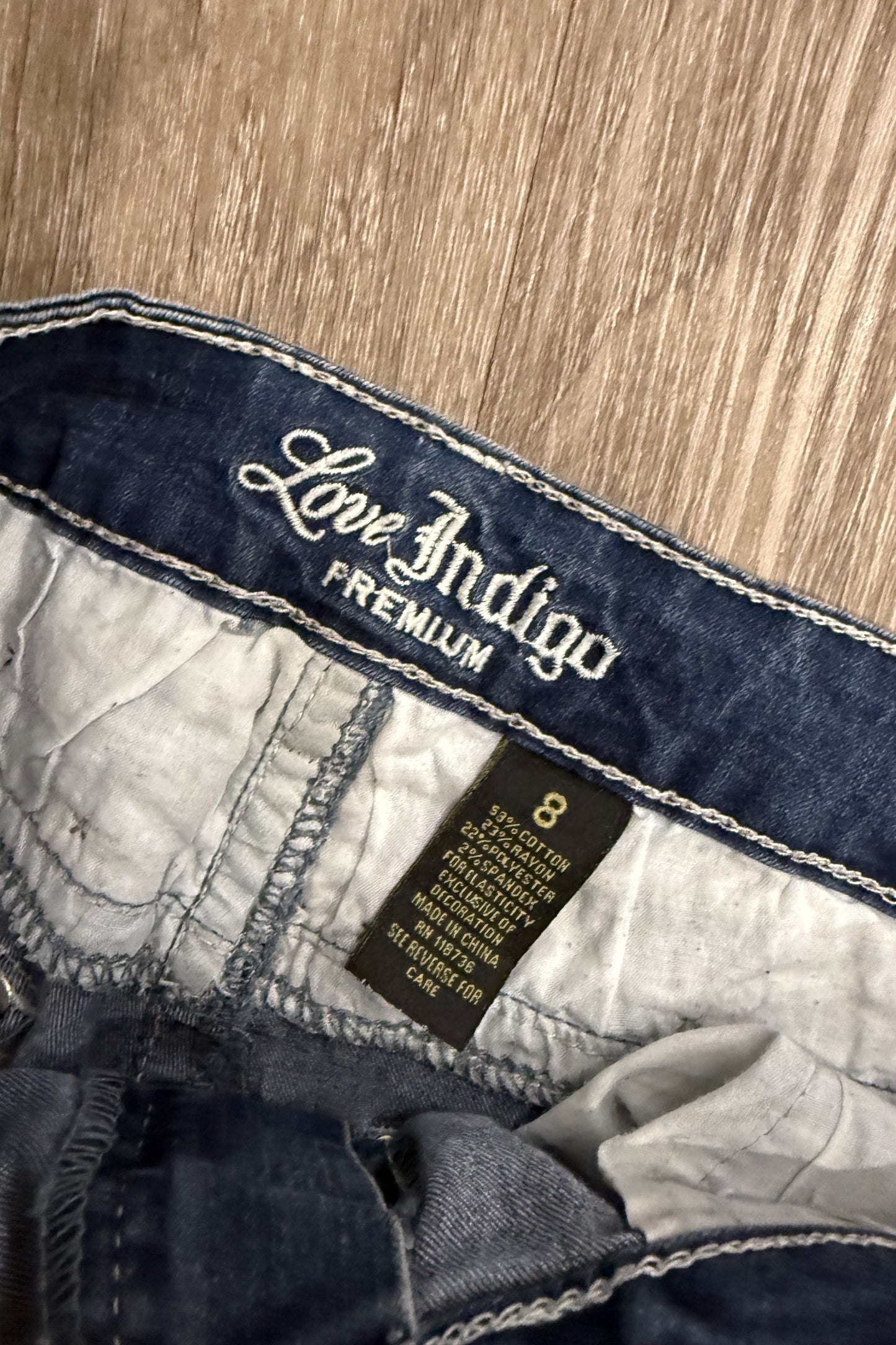 Vintage denim mini skirt embroidered sequins #3