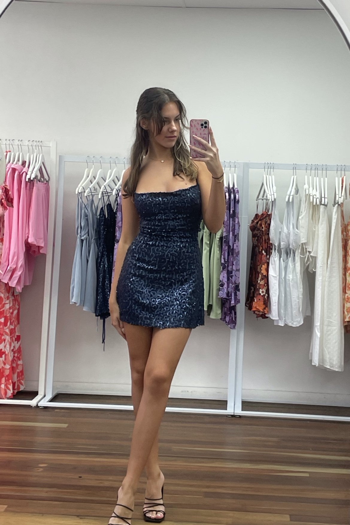Zahra Mini Dress Navy Sequin
