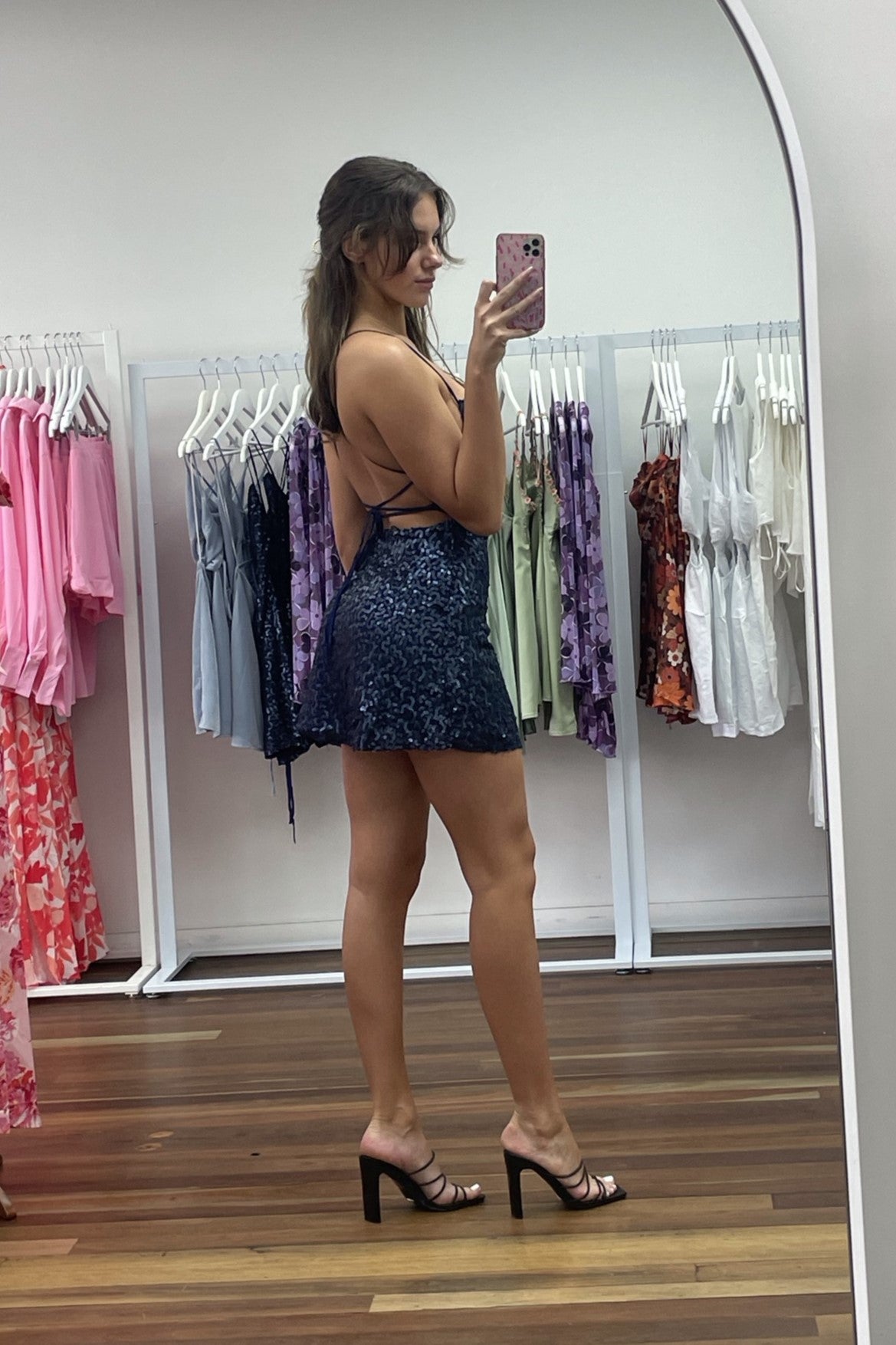 Zahra Mini Dress Navy Sequin