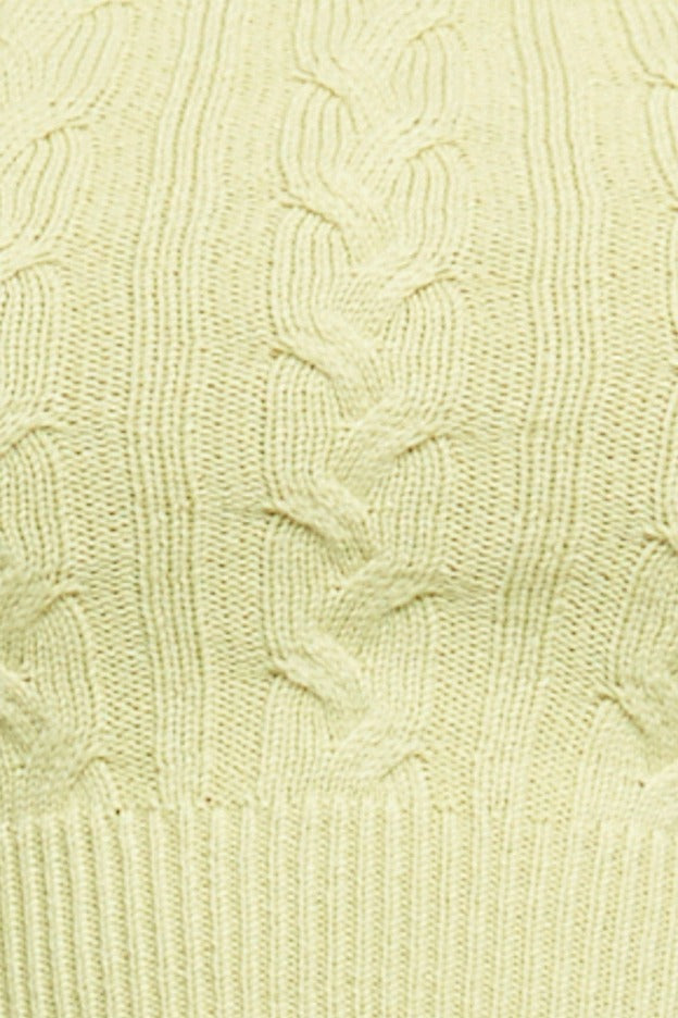 crop top knit green twist front