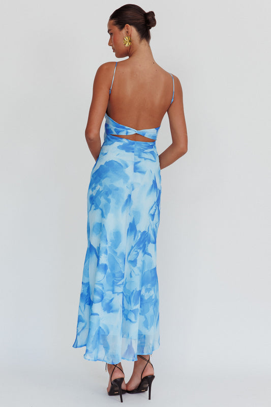 Kyla Shirred Bust Maxi Dress Sky Blue