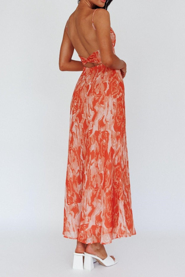 Kyla Shirred Bust Maxi Dress Digital Orange