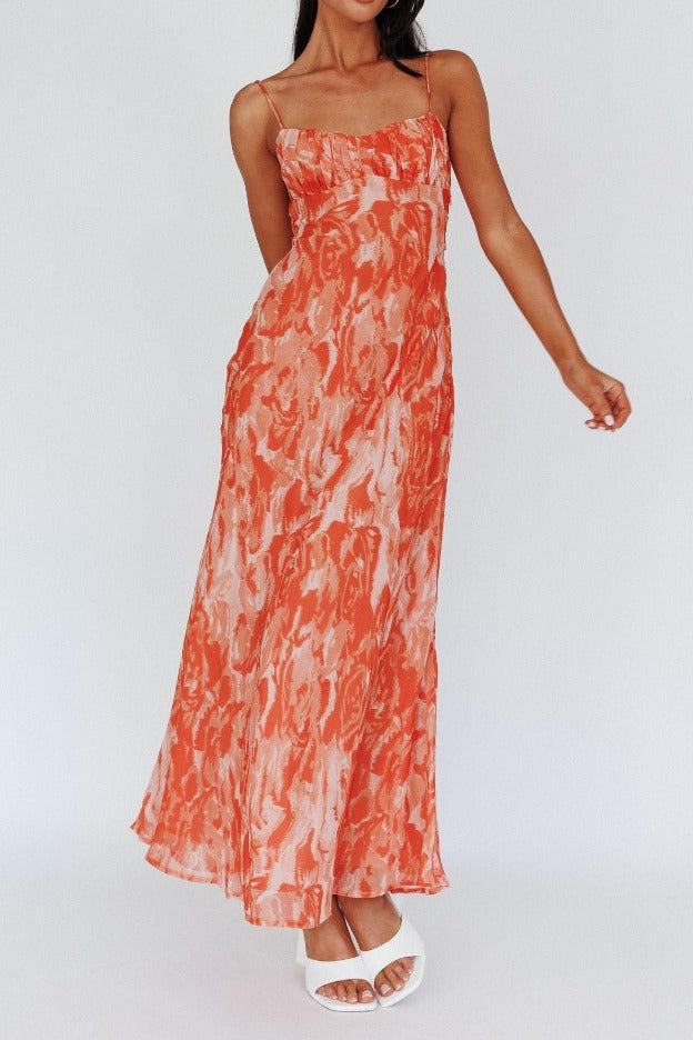 Kyla Shirred Bust Maxi Dress Digital Orange