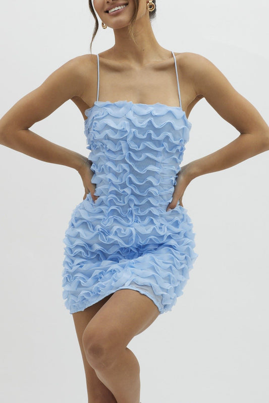 Karla Mini Dress Ruffle Blue