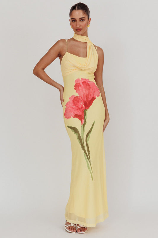 Clarissa Neck Wrap Maxi Dress Yellow