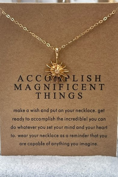 Accomplish Magnificent Things Make A Wish Necklace Sun Gold