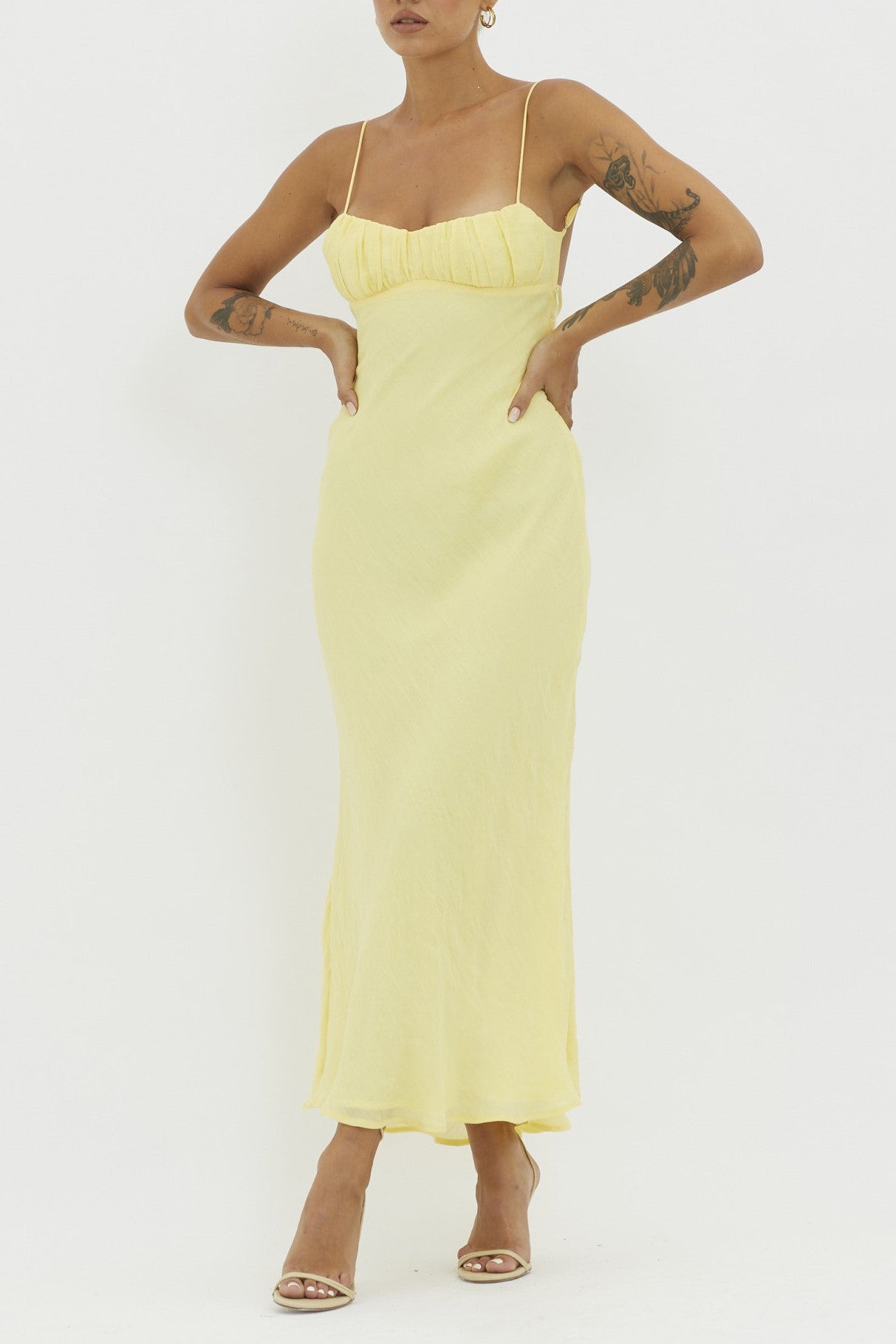 Amber Shirred Bust Maxi Dress Yellow