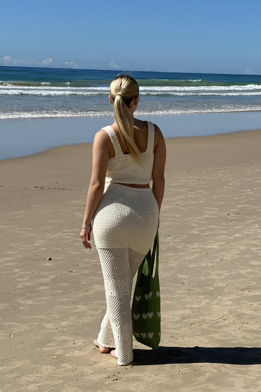 Avery Maxi Skirt Crochet Cream