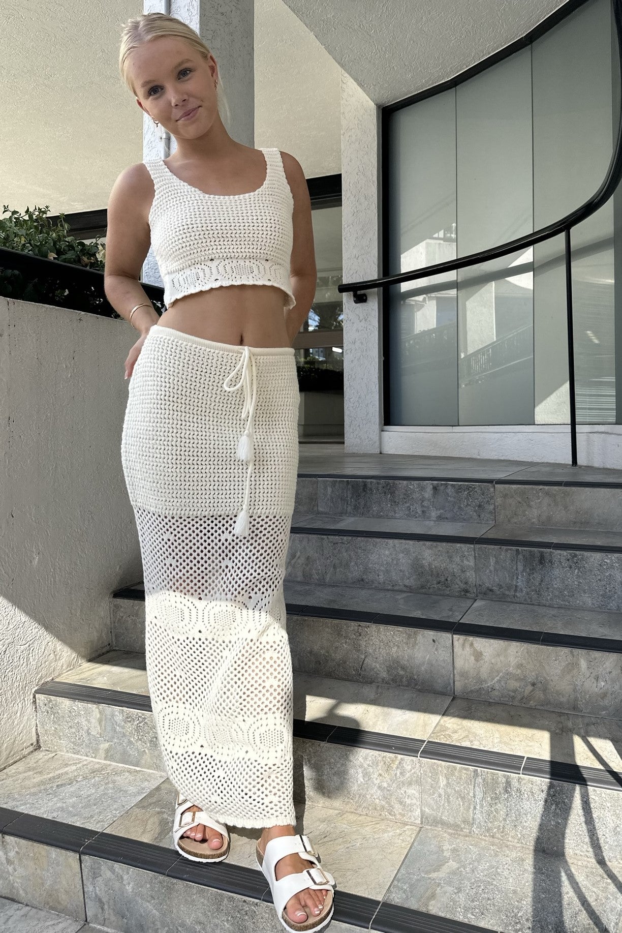 Avery Maxi Skirt Crochet Cream