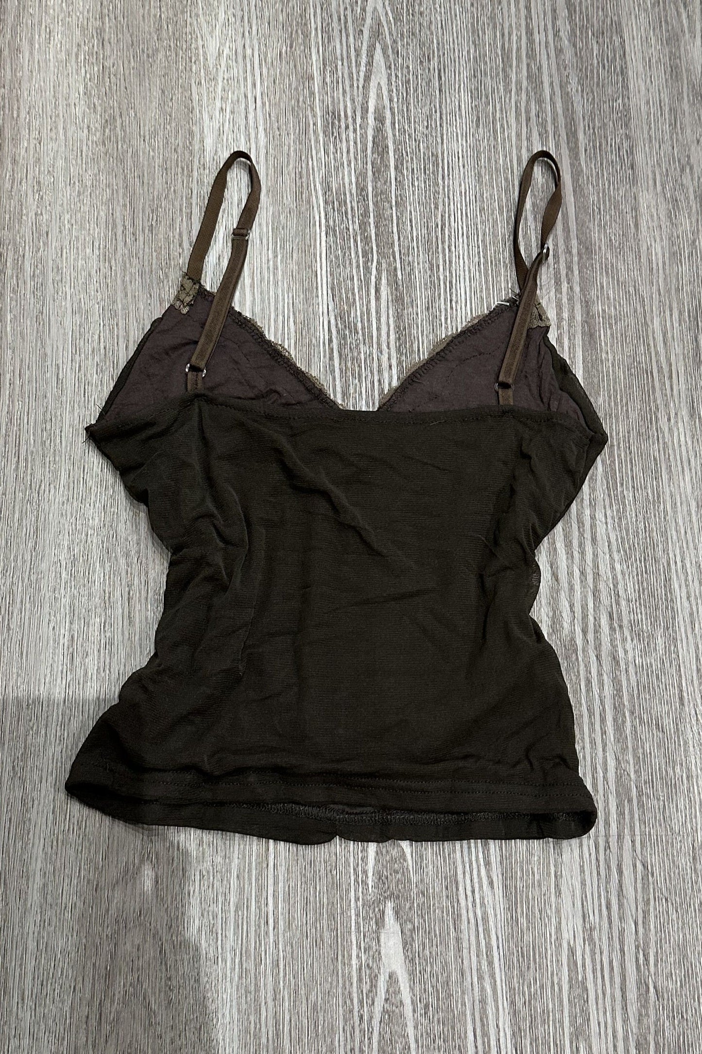 Vintage Lace Beaded Sequin Cami Top Brown