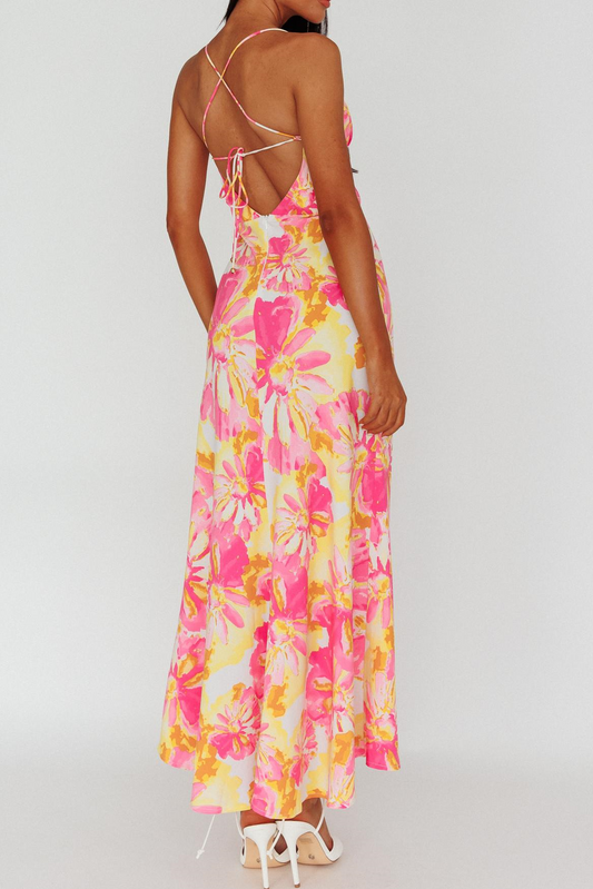 Blake Tie Cross Back Floral Maxi Dress