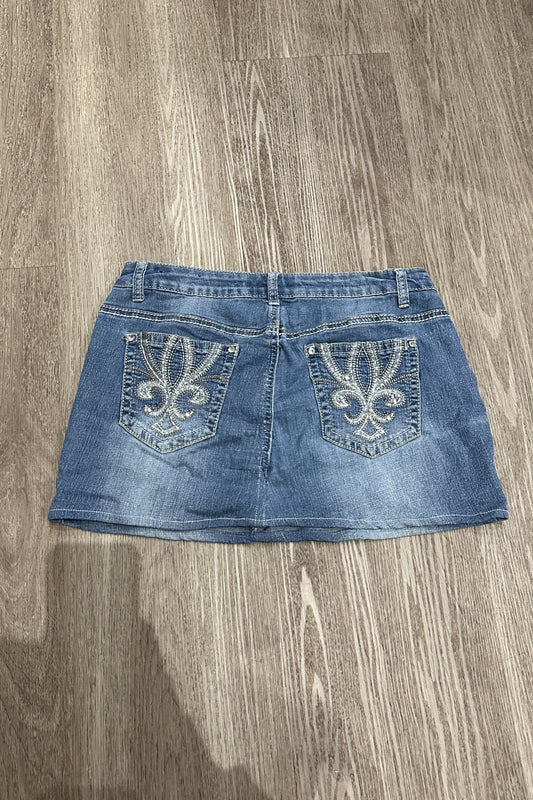 Vintage CATO Embroidered Studds Denim Mini Skirt