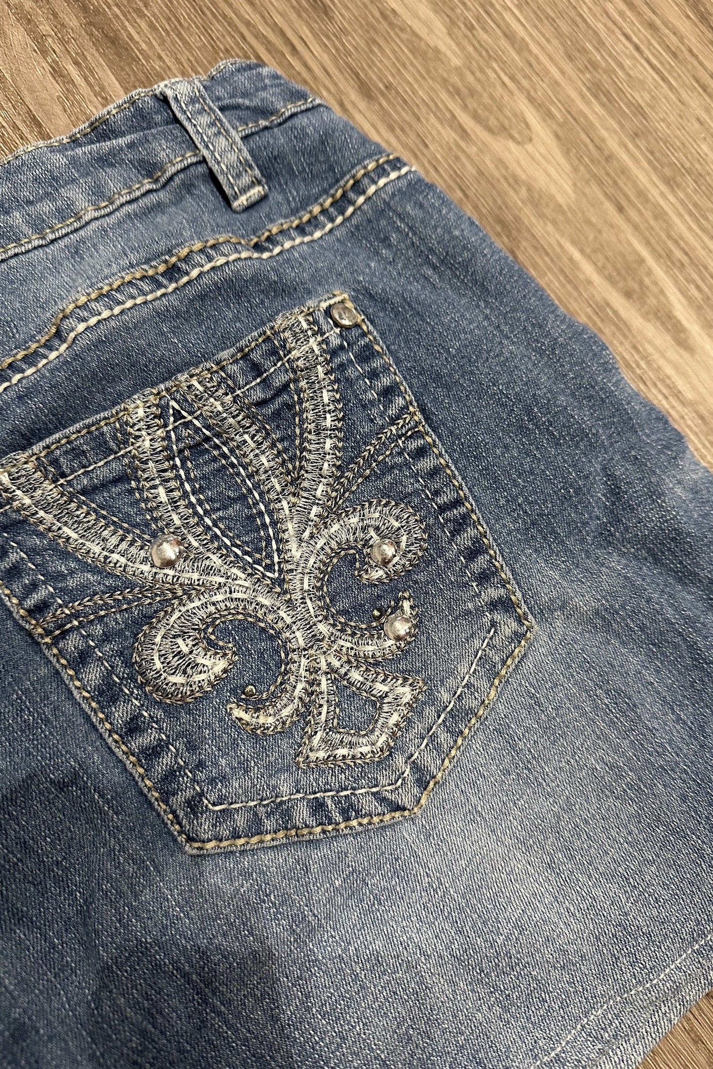 Vintage CATO Embroidered Studds Denim Mini Skirt