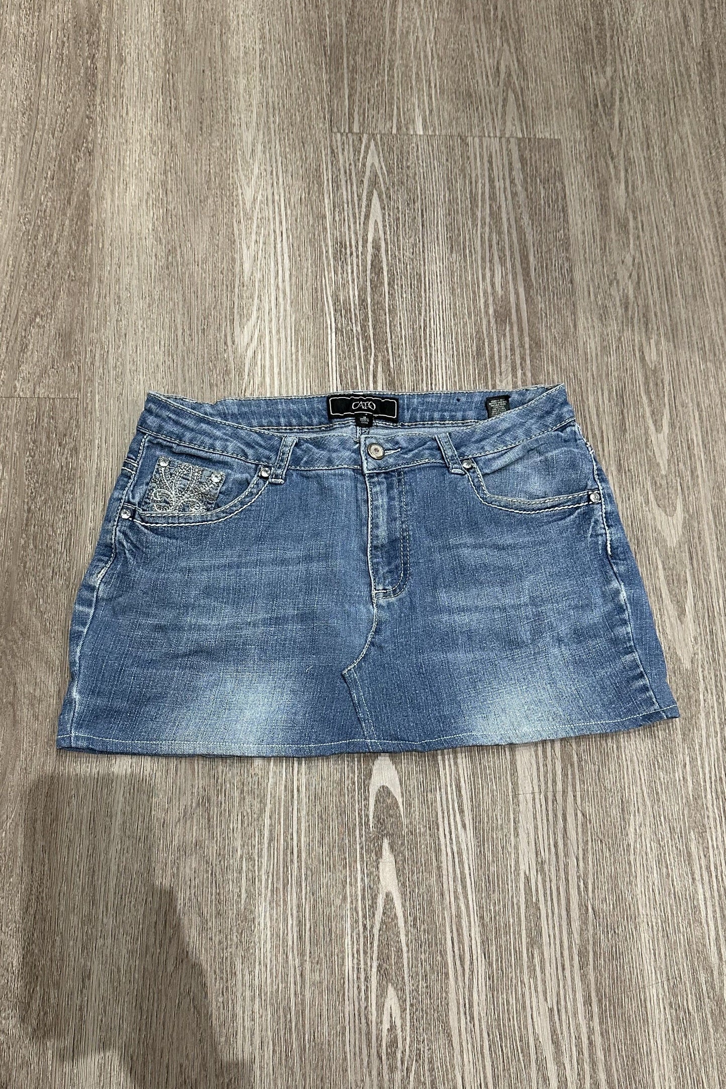 Vintage CATO Embroidered Studds Denim Mini Skirt
