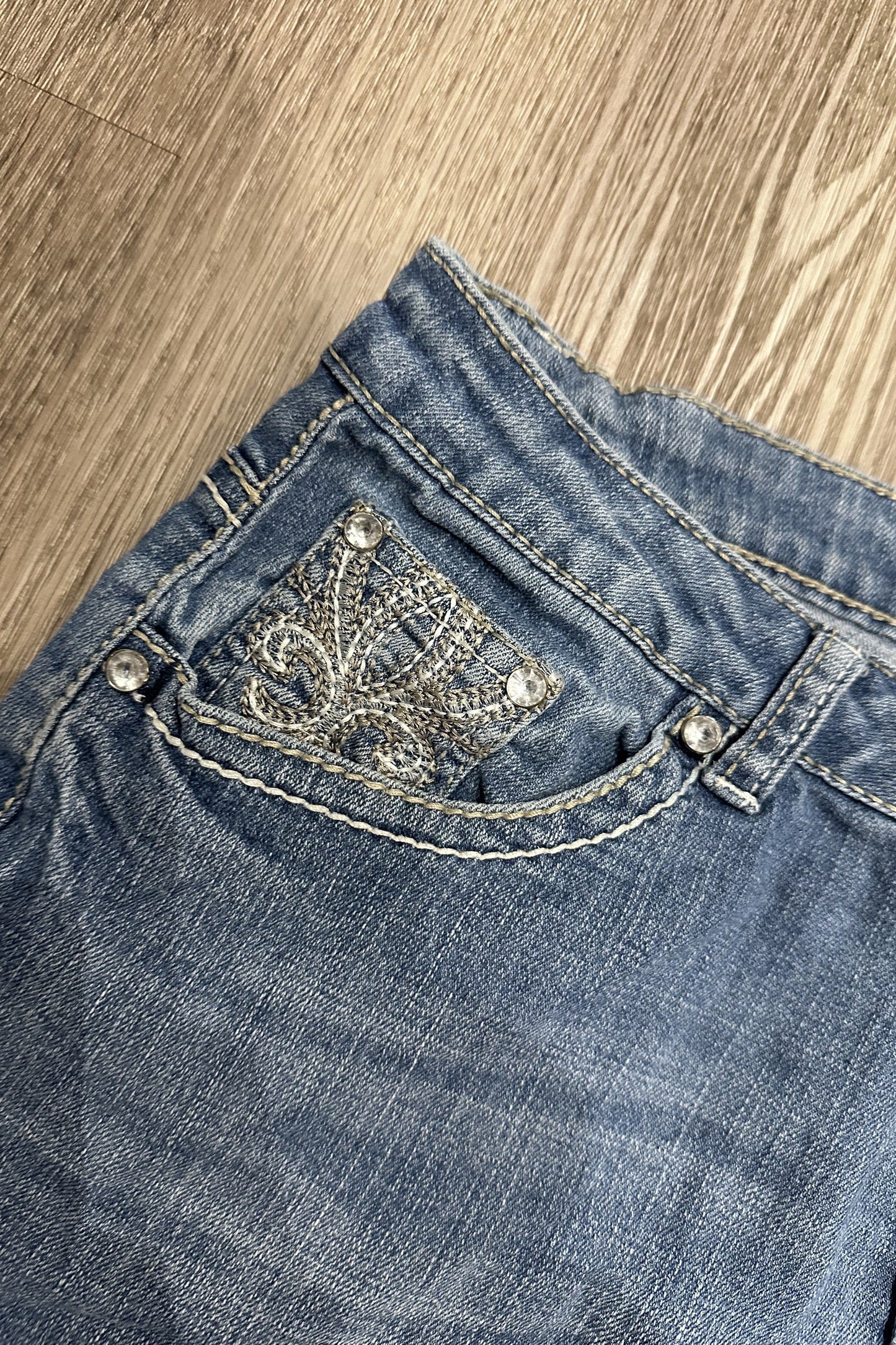 Vintage CATO Embroidered Studds Denim Mini Skirt