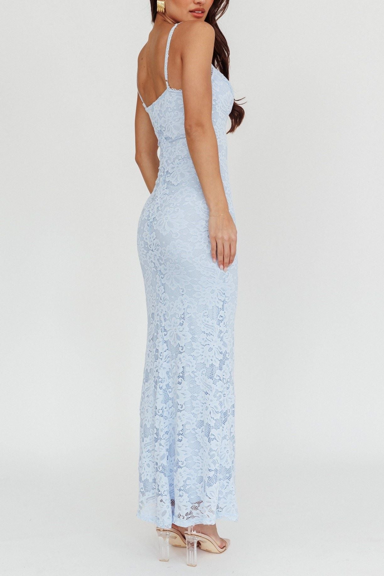 Daphne Lace Maxi Dress Pastel Blue