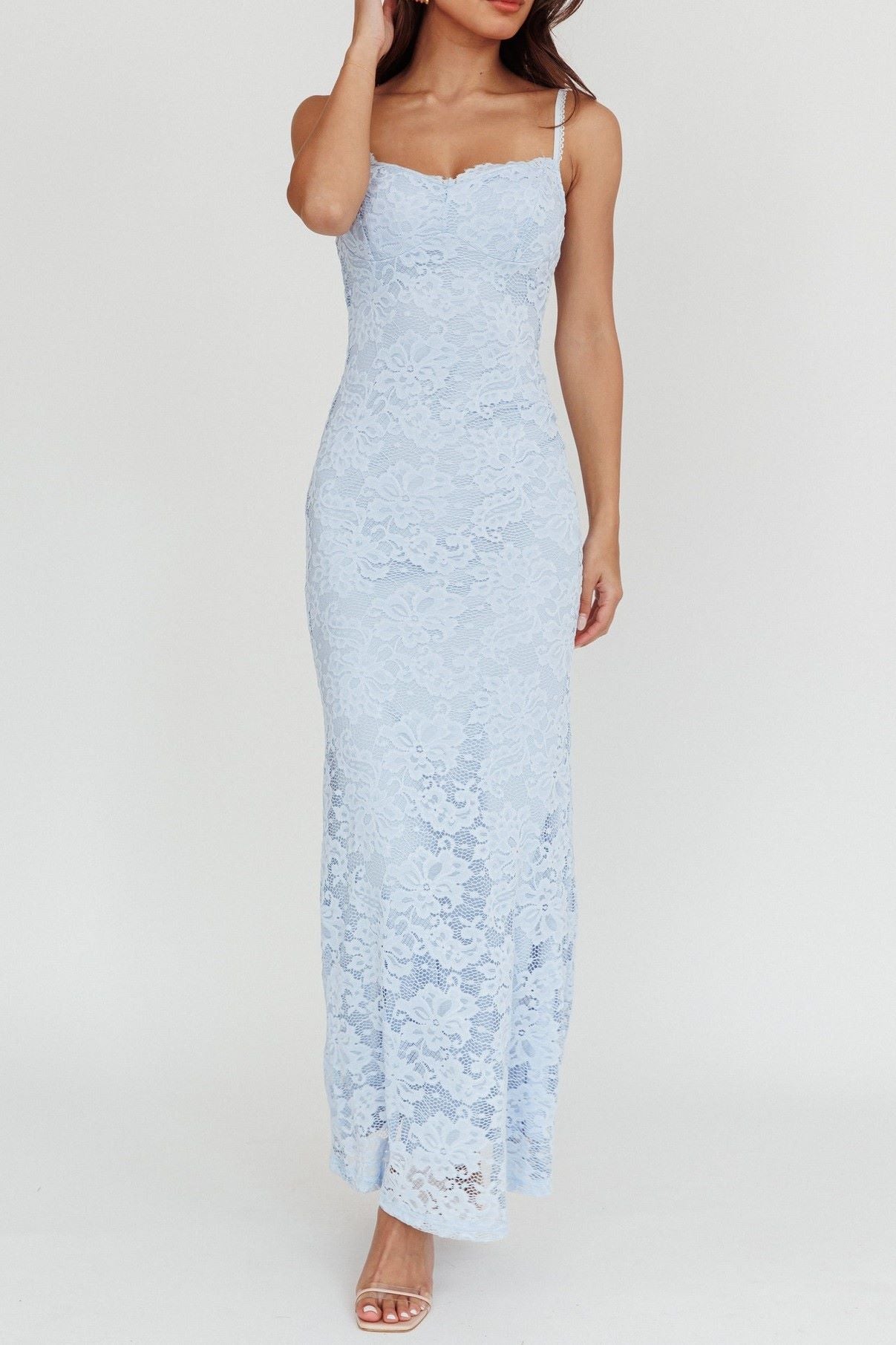 Daphne Lace Maxi Dress Pastel Blue