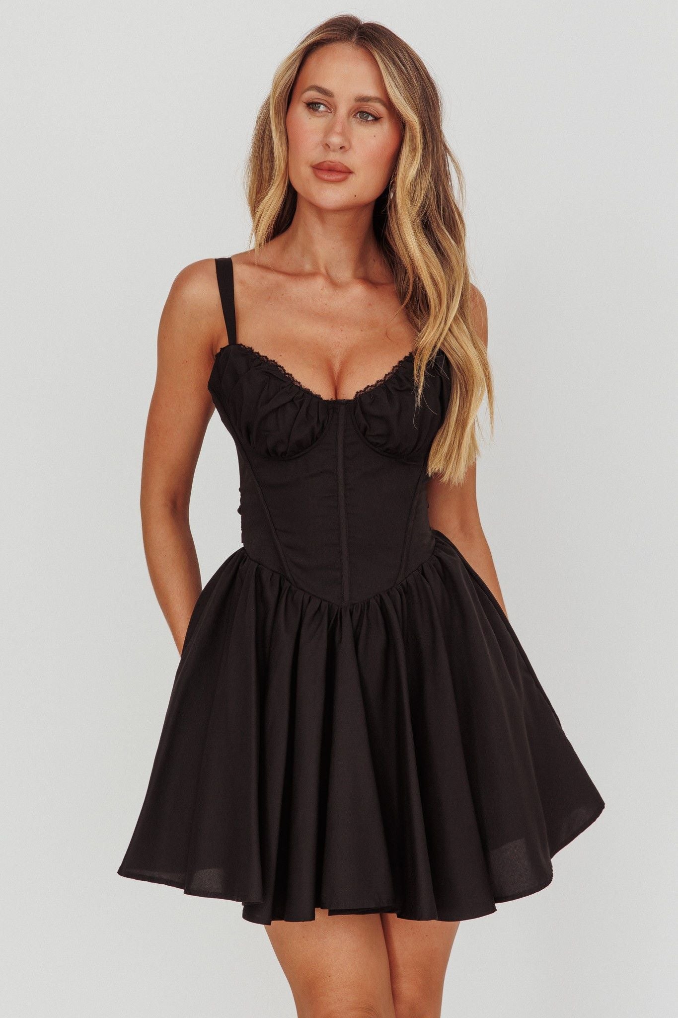 Faye Corset Mini Dress Black