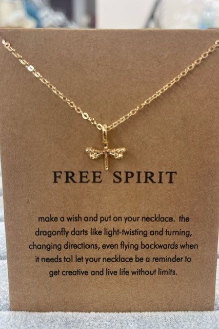 Free Spirit Make A Wish Necklace Dragonfly Gold