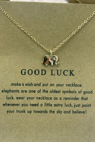 Good Luck Make A Wish Necklace Elephant Gold